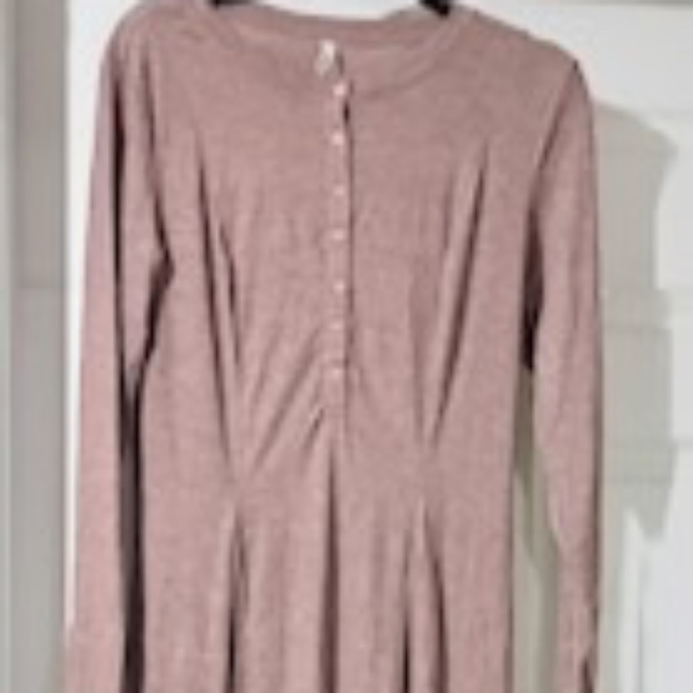 Long Sleeve Henley Maxi Dress, Mauve Heathered, Halara, Size Medium